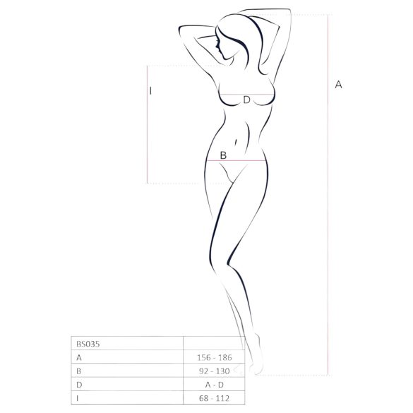 Passion BS035 - body med axelband - öppen nät - vit - S-L