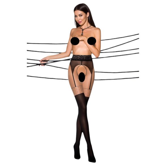 Passion - stay up-strumpbyxor med strumpebandseffekt - svart