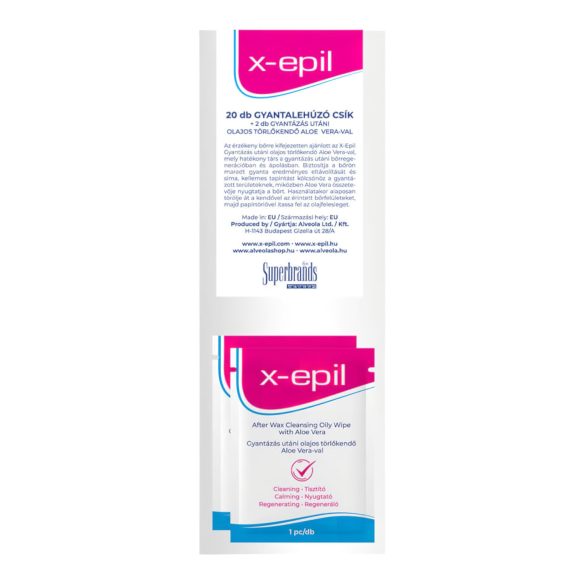 X-Epil - Avdragbara tygremsor (20 st) + Oljiga rengöringsservetter (2 st)
