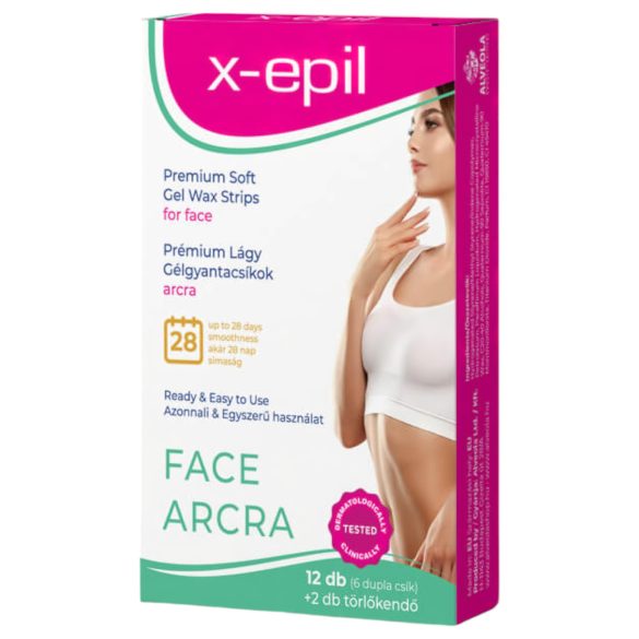 X-Epil - Färdiga premium gelvaxremsor (12 st) - ansikte