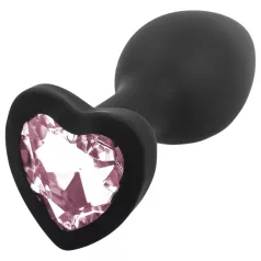 Sunfo - analplugg silikon hjärtformad sten svart-rosa
