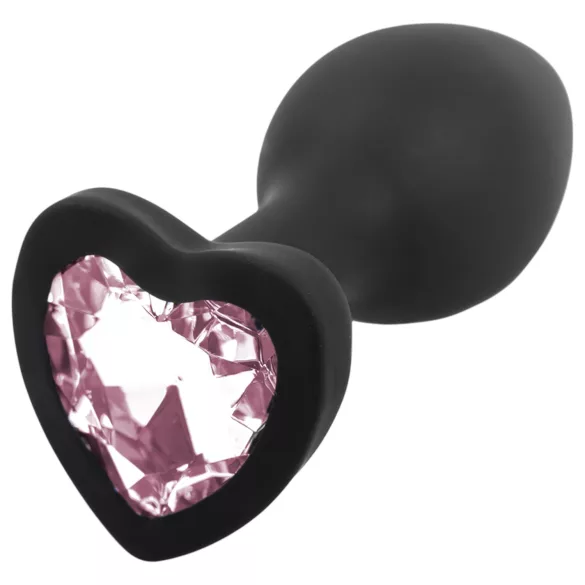 Sunfo - analplugg silikon hjärtformad sten svart-rosa
