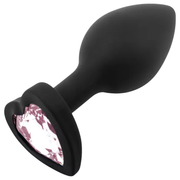 Sunfo - analplugg silikon hjärtformad sten svart-rosa