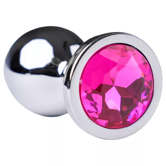 Desirel - analplugg med rosa juvel - silver/rosa - stor