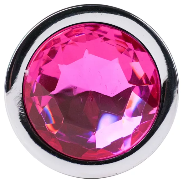 Desirel - analplugg med rosa juvel - silver/rosa - stor