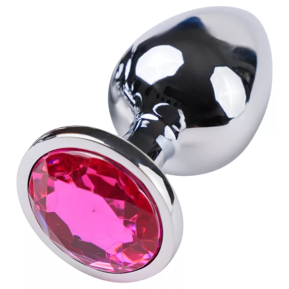 Desirel - analplugg med rosa juvel - silver/rosa - stor