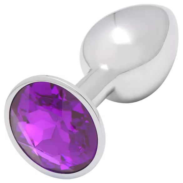 Sunfo - analplugg metall med lila sten - silver