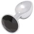 Sunfo - metal analplugg med svart sten (silver)