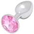 Sunfo - analplugg metall med rosa sten - silver