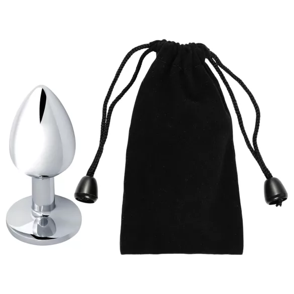 Sunfo - analplugg metall med rosa sten - silver