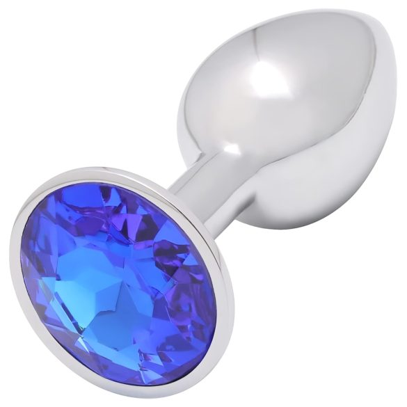 Sunfo - metall analplugg med blå sten (silver)