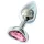 Sunfo - metall analkula med hjärtformad rosa sten (silver)