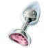 Sunfo - metall analplugg med hjärtformad rosa sten (silver)