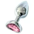 Sunfo - metall analkula med hjärtformad rosa sten (silver)