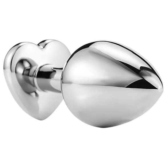 Sunfo - metall analkula med hjärtformad rosa sten (silver)