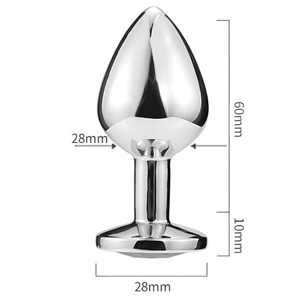 Sunfo - metall analplugg med hjärtformad lila sten (silver)