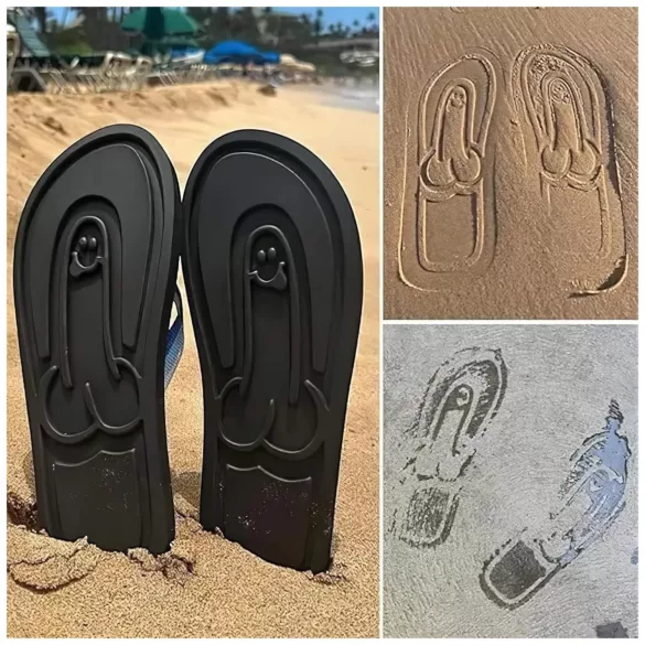 Flip-flop tofflor - penis-mönster - svart - 42/43