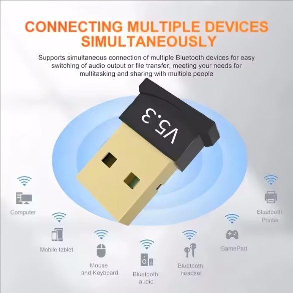 Bluetooth 5.3 USB-adapter för upp till 6 enheter