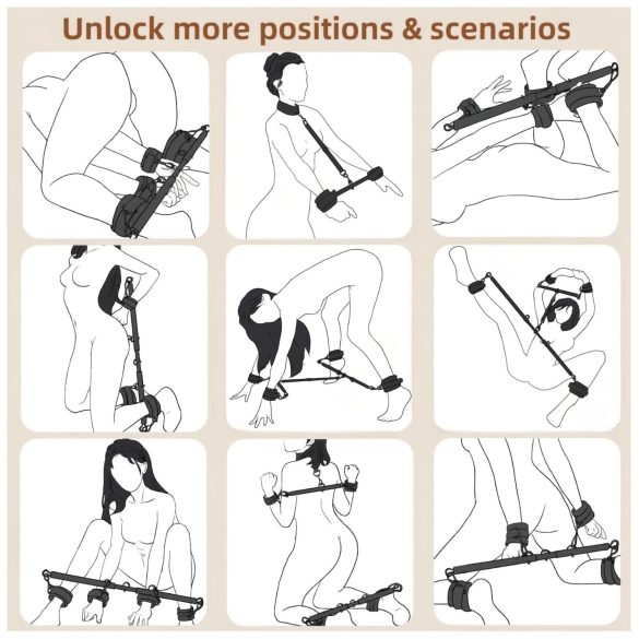 Lonely - justerbar sprederstav med handfängsel - svart