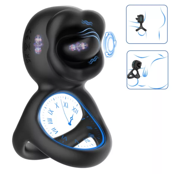 Biu-Biu - penisring och klitorisvibrator med slickfunktion - svart