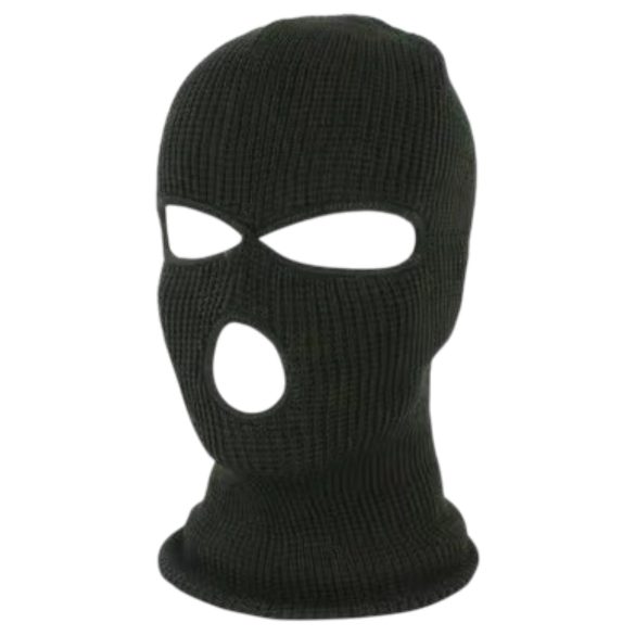 Balaclava - stickad mask med 3 hål - svart