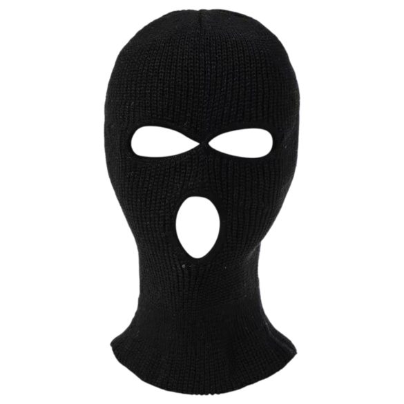 Balaclava - stickad mask med 3 hål - svart