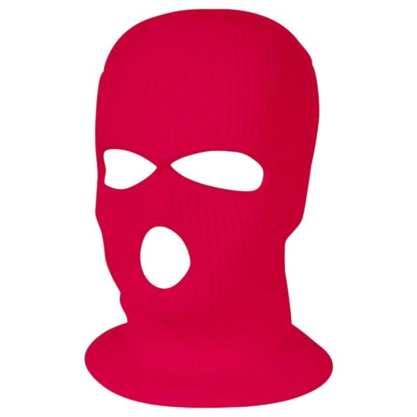 Balaklava - stickad kukmask med 3 öppningar (mörkrosa)