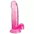 King Cock - dildo med pung - 18 cm - rosa - transparent