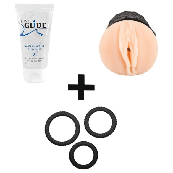 Startpaket för handarbete (onani, glidmedel, penisring)