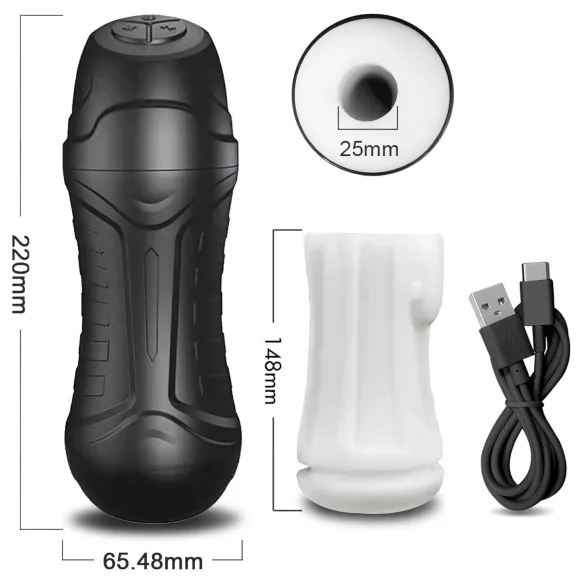 AlvUp - masturbator med sug och vibration - svart