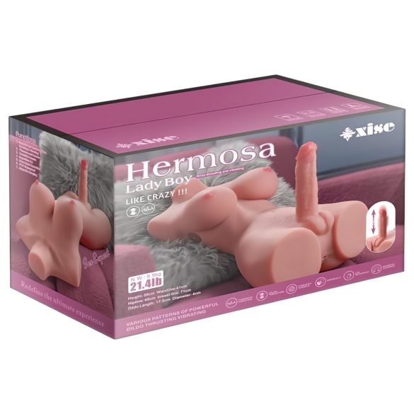 XISE - sexdocka torso med vibrator och stötfunktion - realistisk