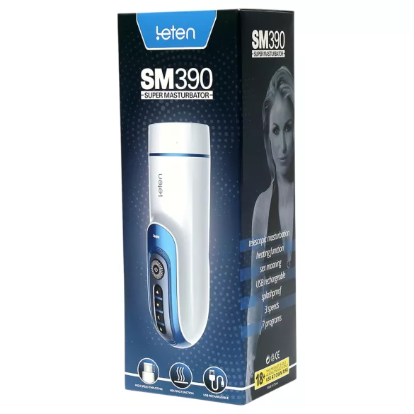 Leten SM390 - masturbator med ljud och värme - vitt