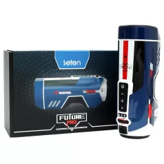   Leten SM Future Pro - elektrisk stötmasturbator med ljud, klämning, värme - blå