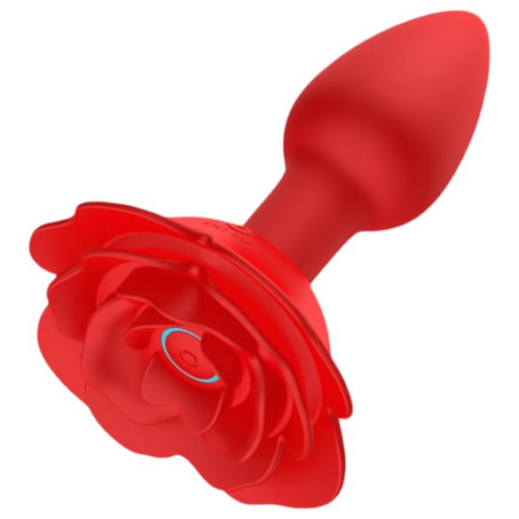 Rose Plug - analvibrator med fjärrkontroll - uppladdningsbar silikon röd