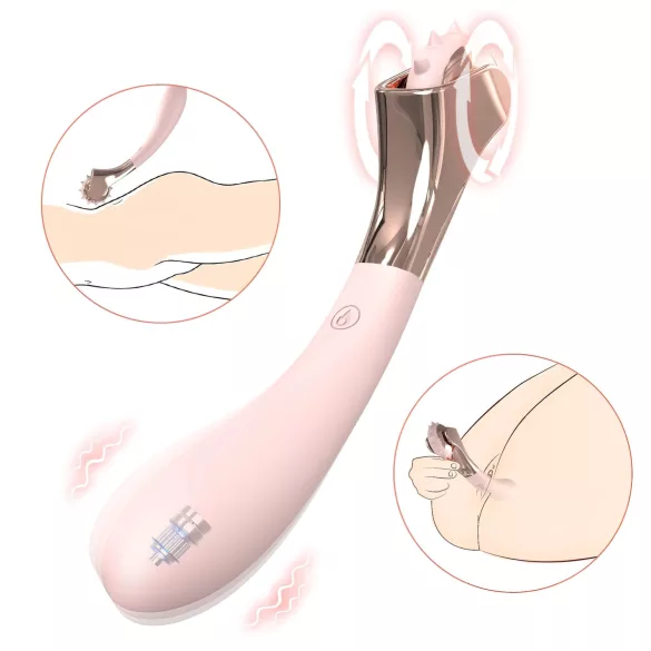 Sex HD - uppladdningsbar vibrator med prickhjul - vattentät silikon rosa