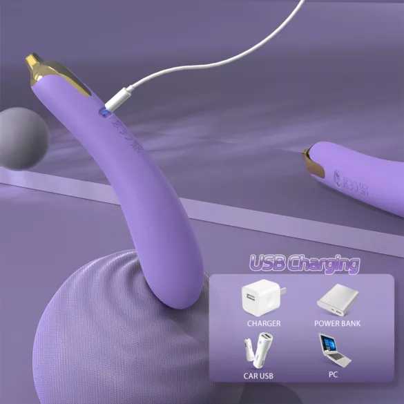 Sex HD - vibrator - böjd form - silikon lila