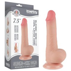   Lovetoy Sliding-Skin - dildo med sugpropp - dubbel lager - 19,5cm - natur