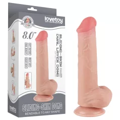   Lovetoy - dildo med pung - dubbel lager - 20,8 cm - naturfärg