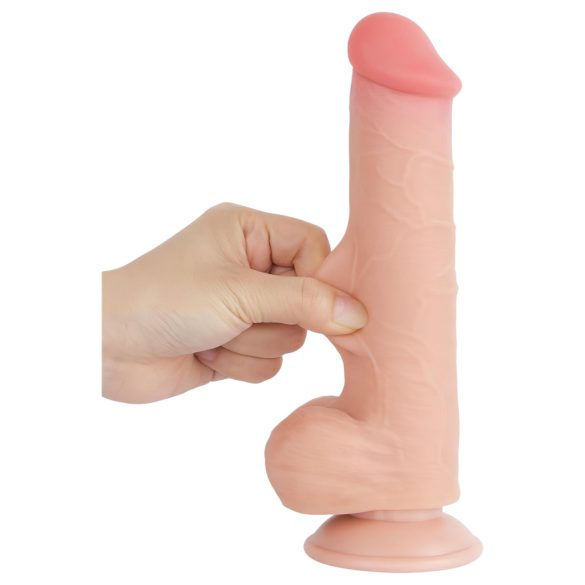 Lovetoy - dildo med pung - dubbel lager - 20,8 cm - naturfärg
