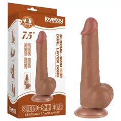 Lovetoy - dildo med pung - dubbellager - 19,5 cm - natur