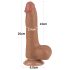 Lovetoy Sliding-Skin - dildo med pung - dubbelskikt - mörk natur - 20,8 cm
