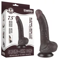   Sliding-Skin - dubbel lager-dildo med sugkopp - 19,5 cm (brun)