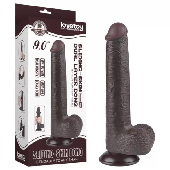 Lovetoy - dildo med sugkopp - dubbelskiktsdesign - brun 20,8 cm