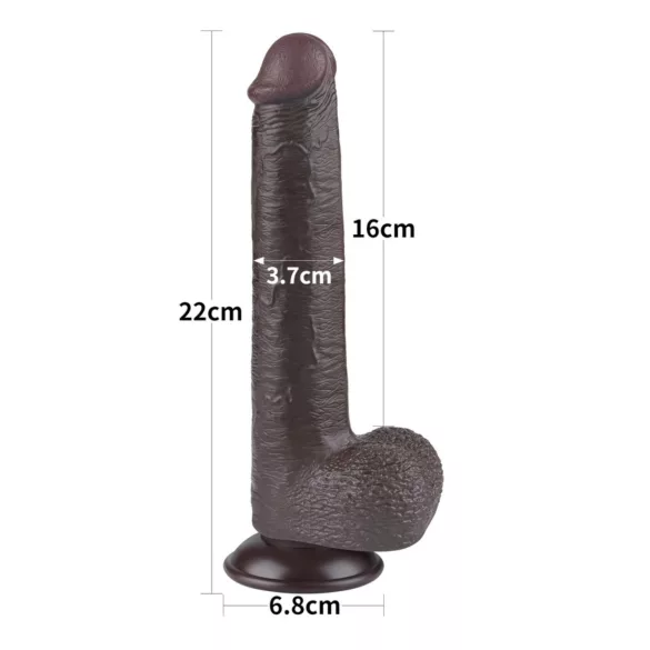 Lovetoy - dildo med sugkopp - dubbelskiktsdesign - brun 20,8 cm