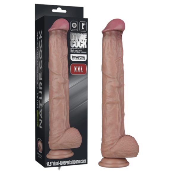 Lovetoy - dildo XXL - två lager - 36,5 cm - naturfärg