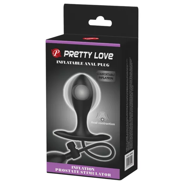 Pretty Love - uppblåsbar analplugg med inre kula - svart