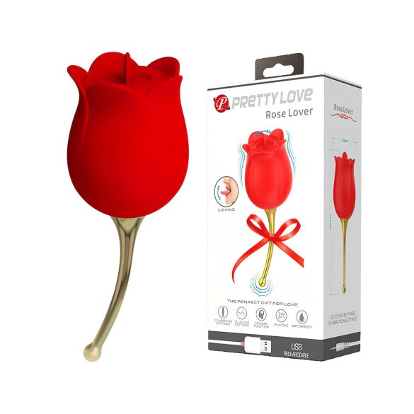 Pretty Love Rose - 2in1 Klitorisvibrator (röd)