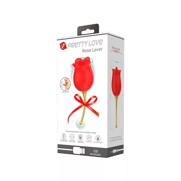 Pretty Love Rose Lover - klitorisstimulator och vibrator - tungformad - röd