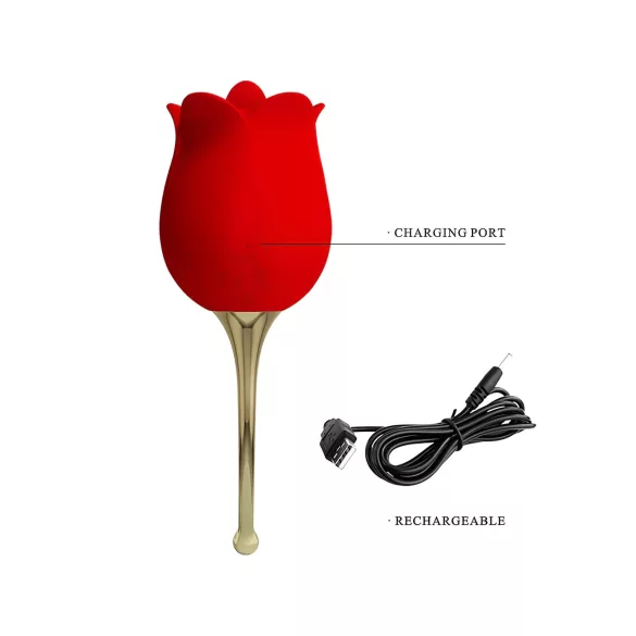 Pretty Love Rose Lover - klitorisstimulator och vibrator - tungformad - röd