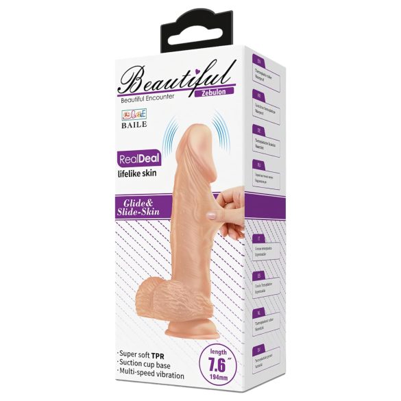 Baile Zebulon - realistisk dildo med pung - vibrator - 19cm - hudfärgad